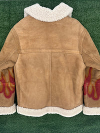 Palm Angels Burning Flames Sherling Trucker Jacket Size Medium (MSRP: $4,305)