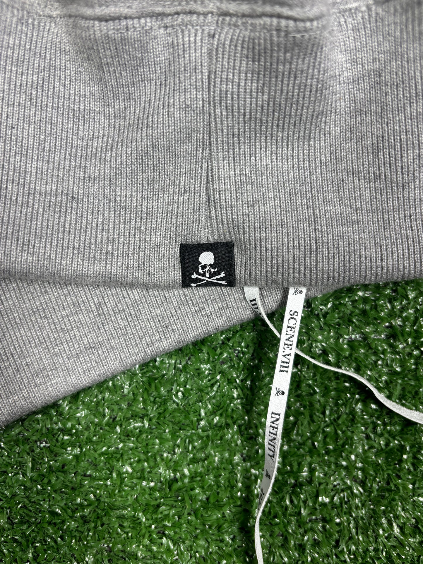 Mastrmind World Vs. Bape All-Over Embroidered Grey Hoodie Size Medium