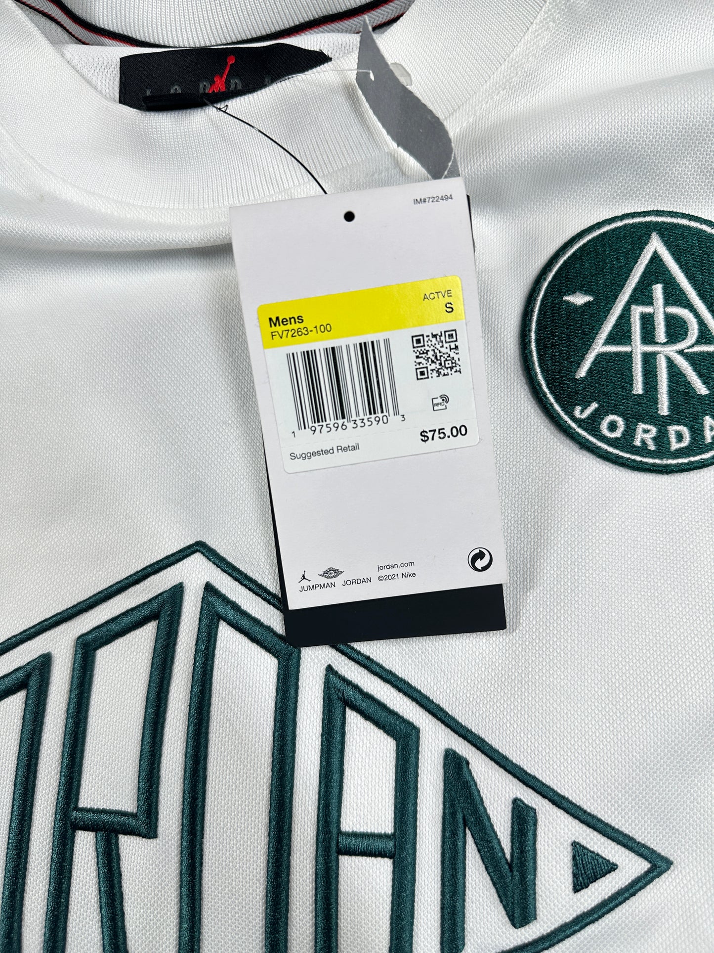 Air Jordan Essentials S/S Men's White T-Shirt (Stained) - Size Small