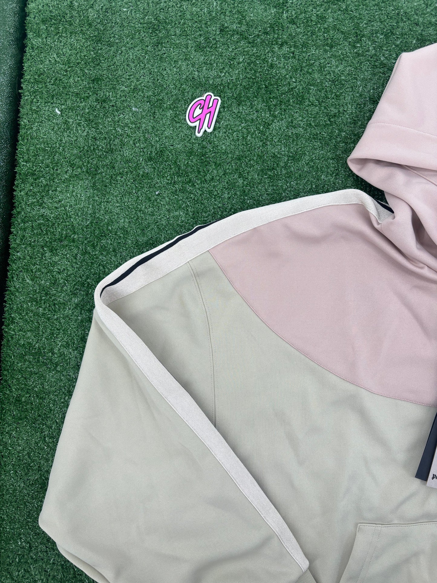 Palm Angels Two Tone 'Beige/Rose' Hooded Track Jacket Size XL (MSRP: $625.00)