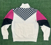 Palm Angels Checkered Track Jacket Black White Fuchsia Size Large