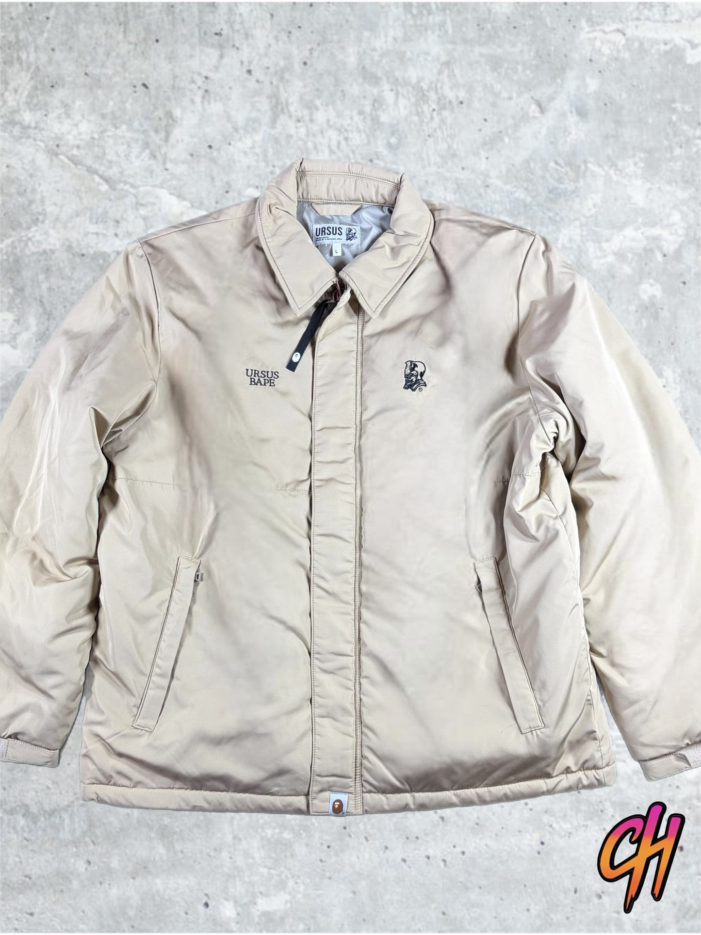 BAPE X Ursus Beige Puffer Blouson Jacket Size Large