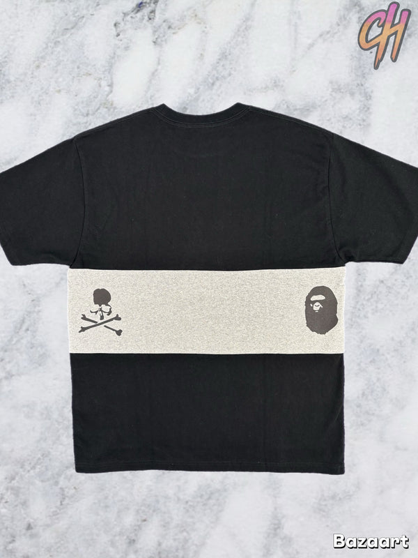 Mastermind World X Bape Striped College Black T-Shirt Size Small