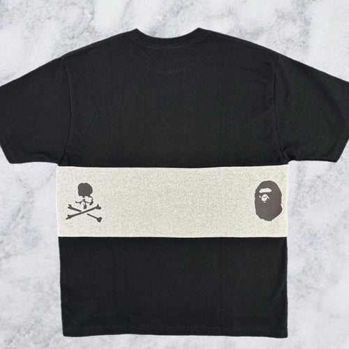 Mastermind World X Bape Striped College Black T-Shirt Size Small