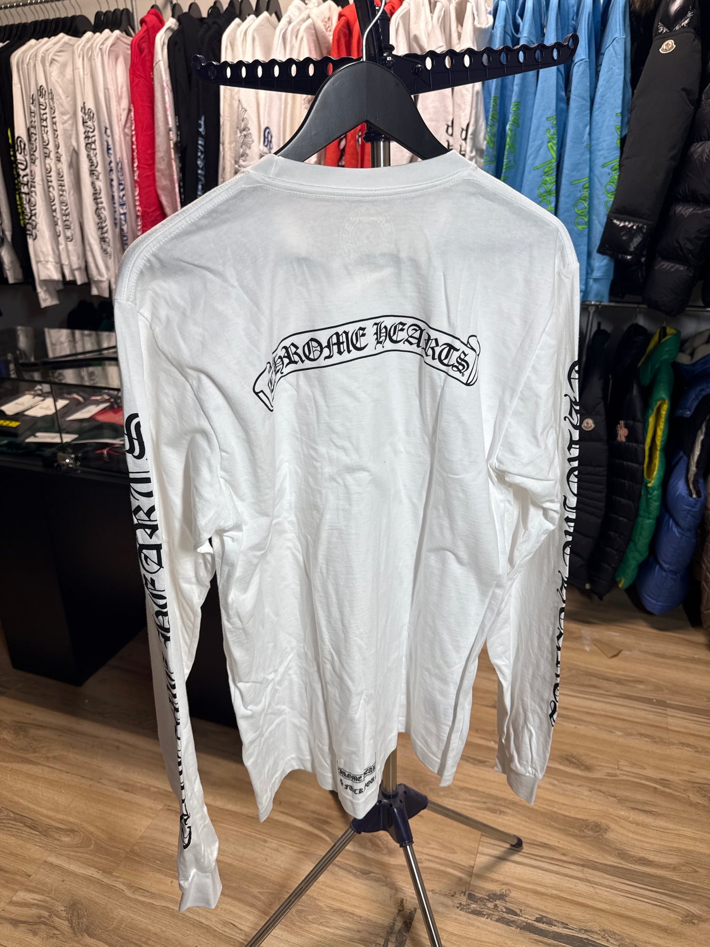 Chrome Hearts Scroll Logo White Pocket L/S T-Shirt Size Large