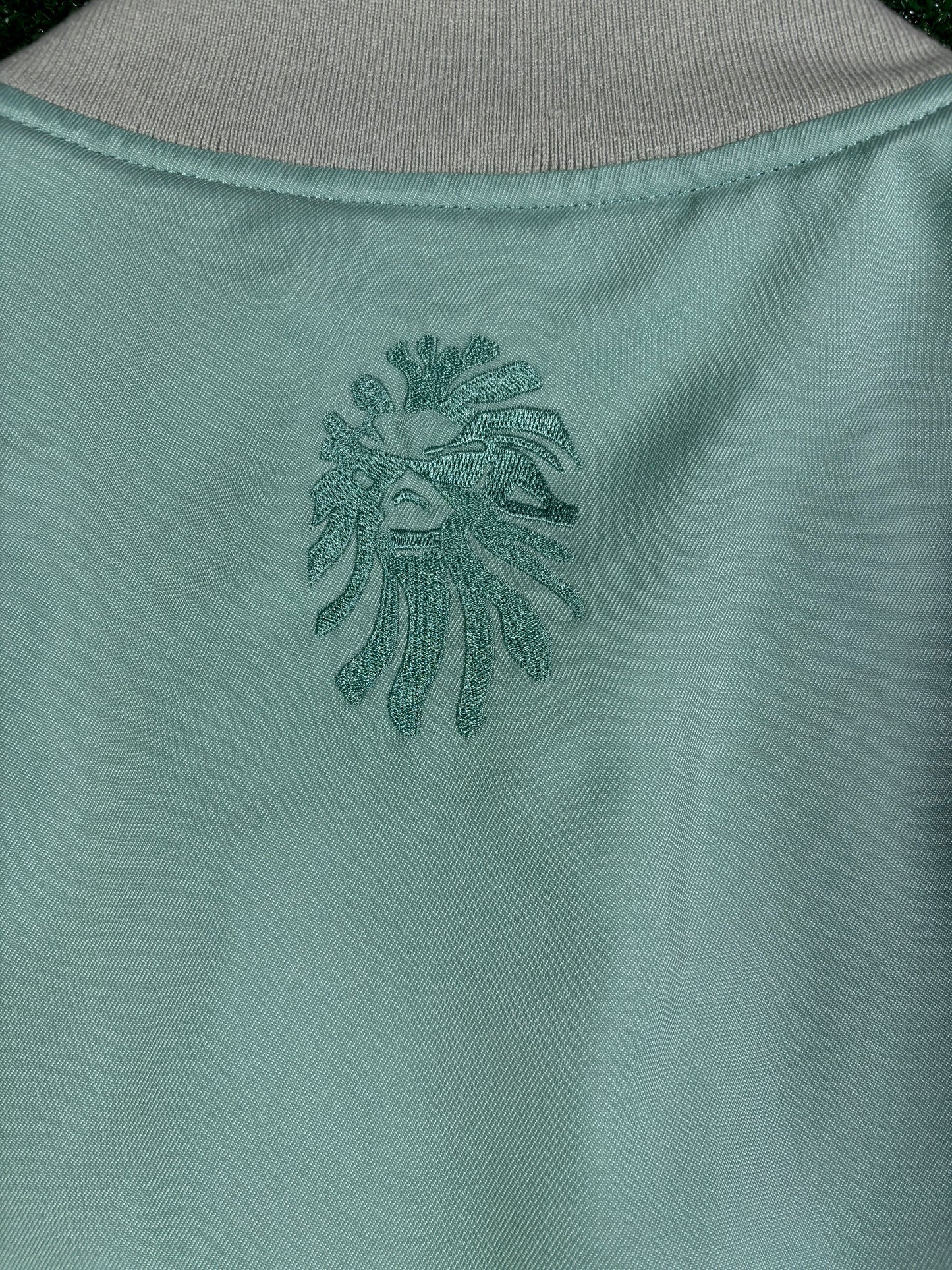 Bape Black Teal Satin Bomber Jacket Size Large (MSRP: $900.00)