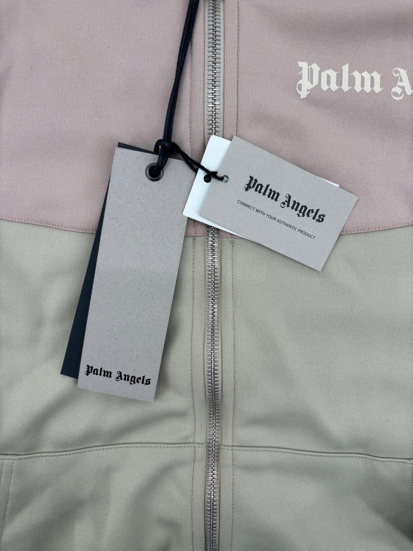 Palm Angels Two Tone 'Beige/Rose' Hooded Track Jacket Size XL (MSRP: $625.00)