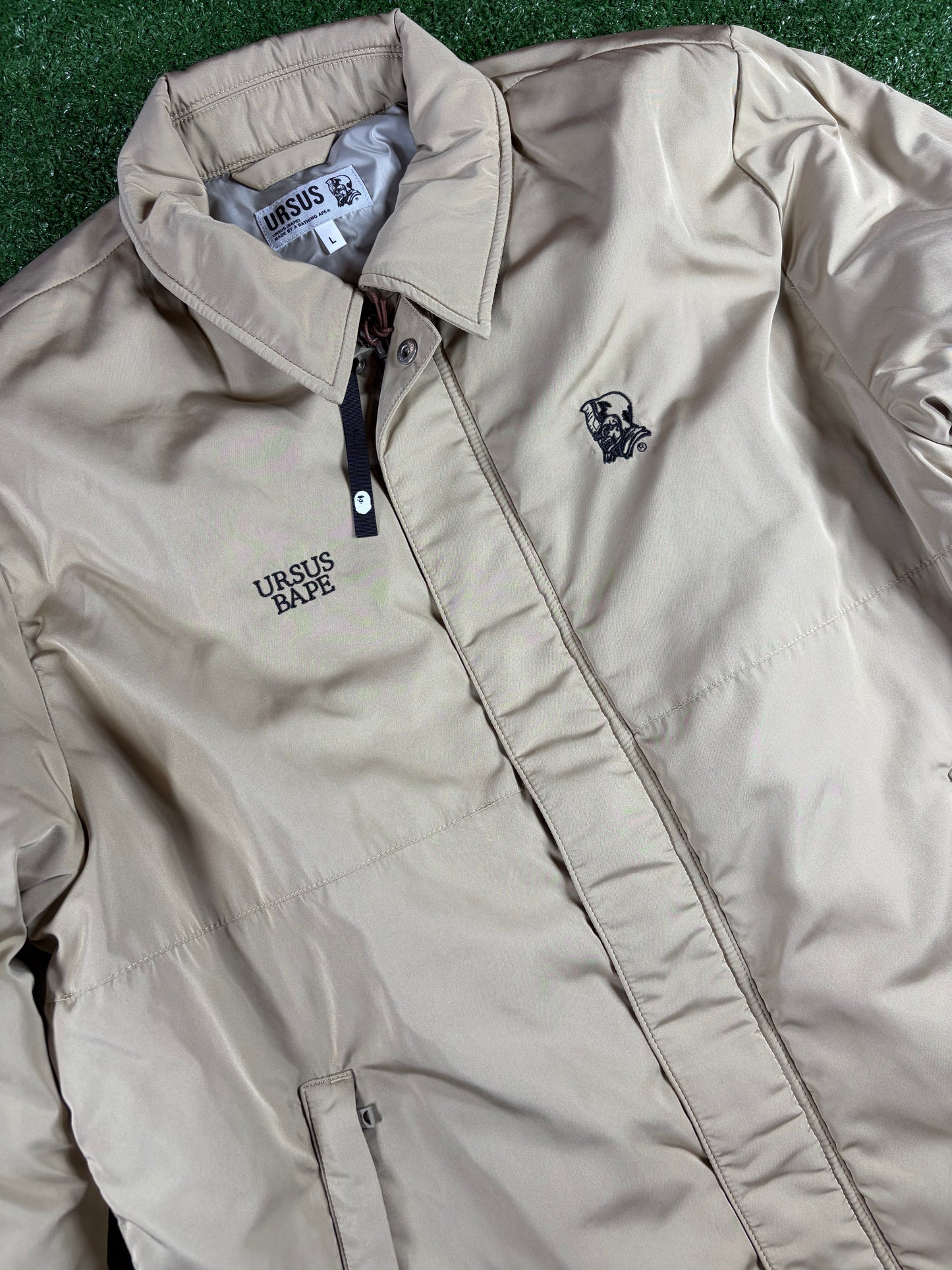 BAPE X Ursus Beige Puffer Blouson Jacket Size Large