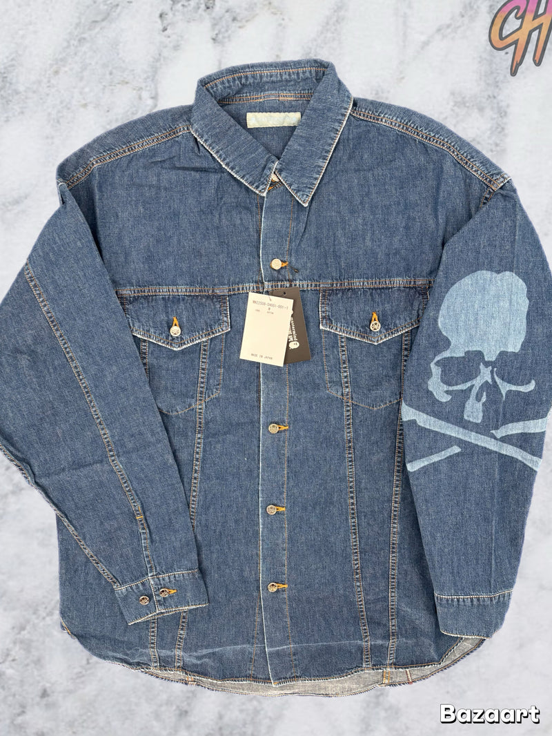 Mastermind World Light Ounce Indigo Denim Shirt Size Large (MSRP: $1,440)