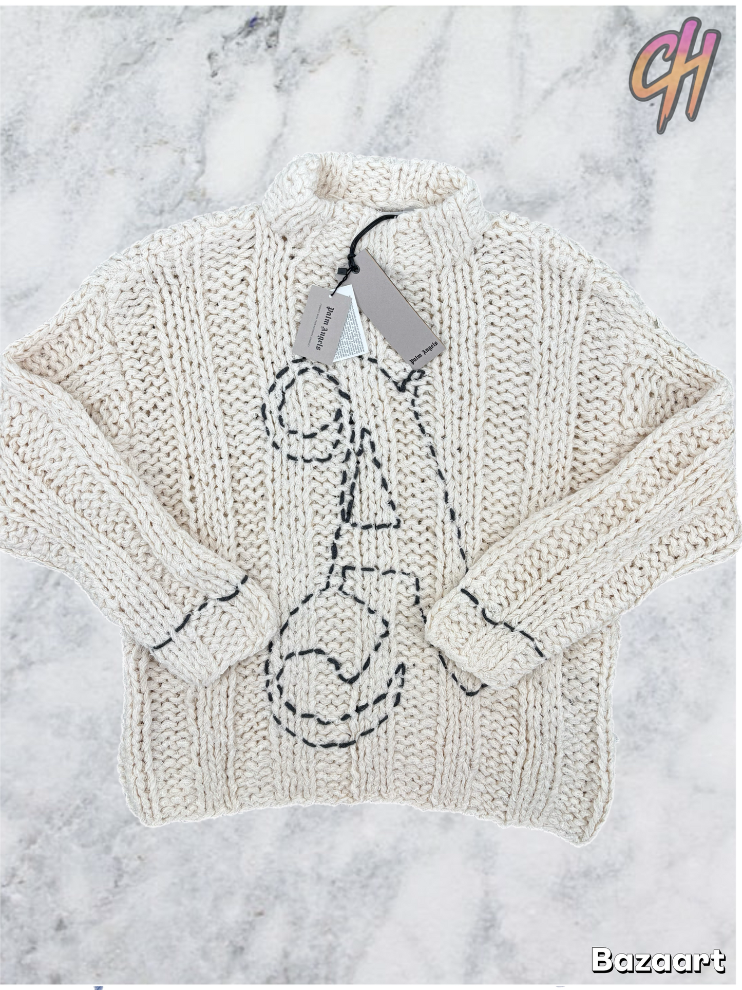 Palm Angels Butter Black Knitted A Sweater Size XS (MSRP: $1,232.00)