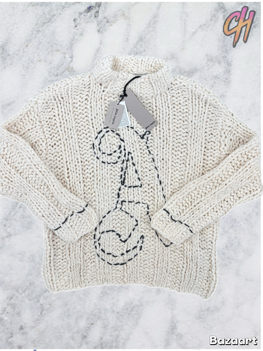 Palm Angels Butter Black Knitted A Sweater Size XS (MSRP: $1,232.00)