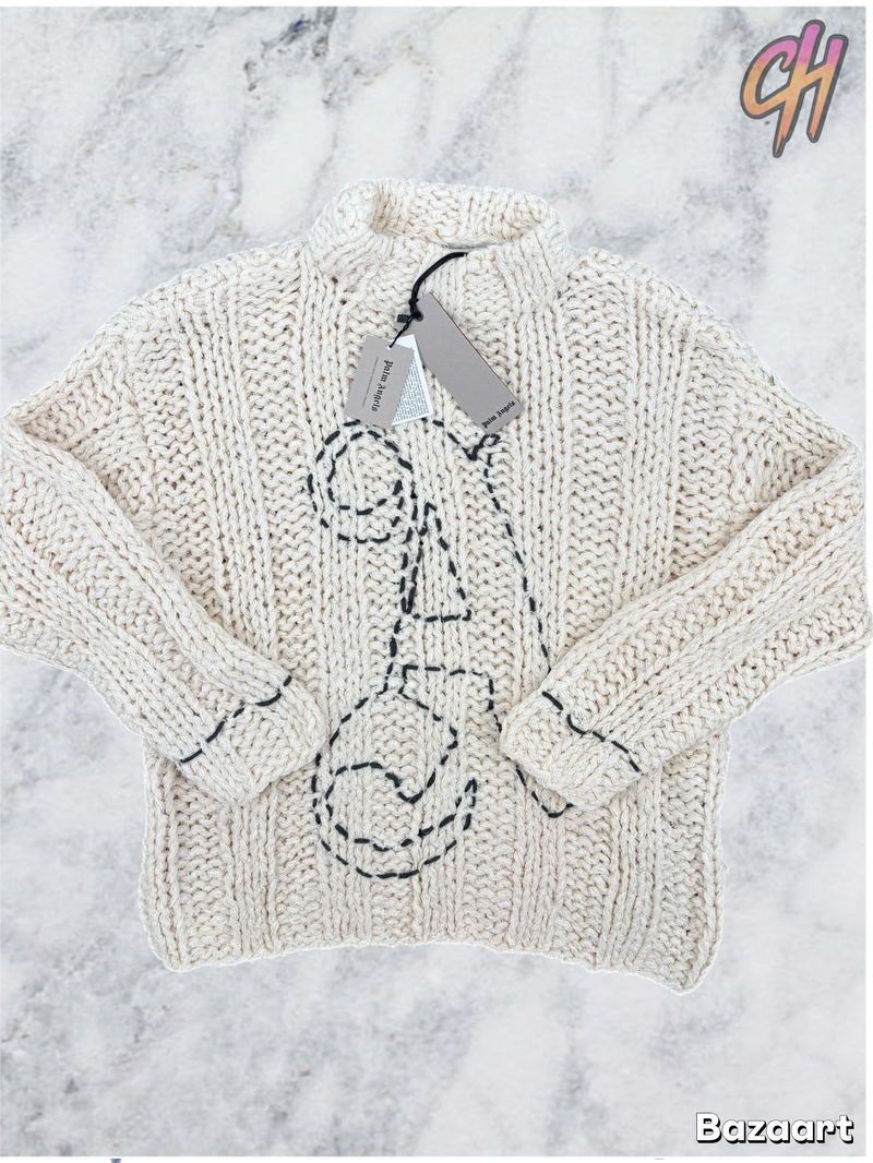 Palm Angels Butter Black Knitted A Sweater Size XS (MSRP: $1,232.00)