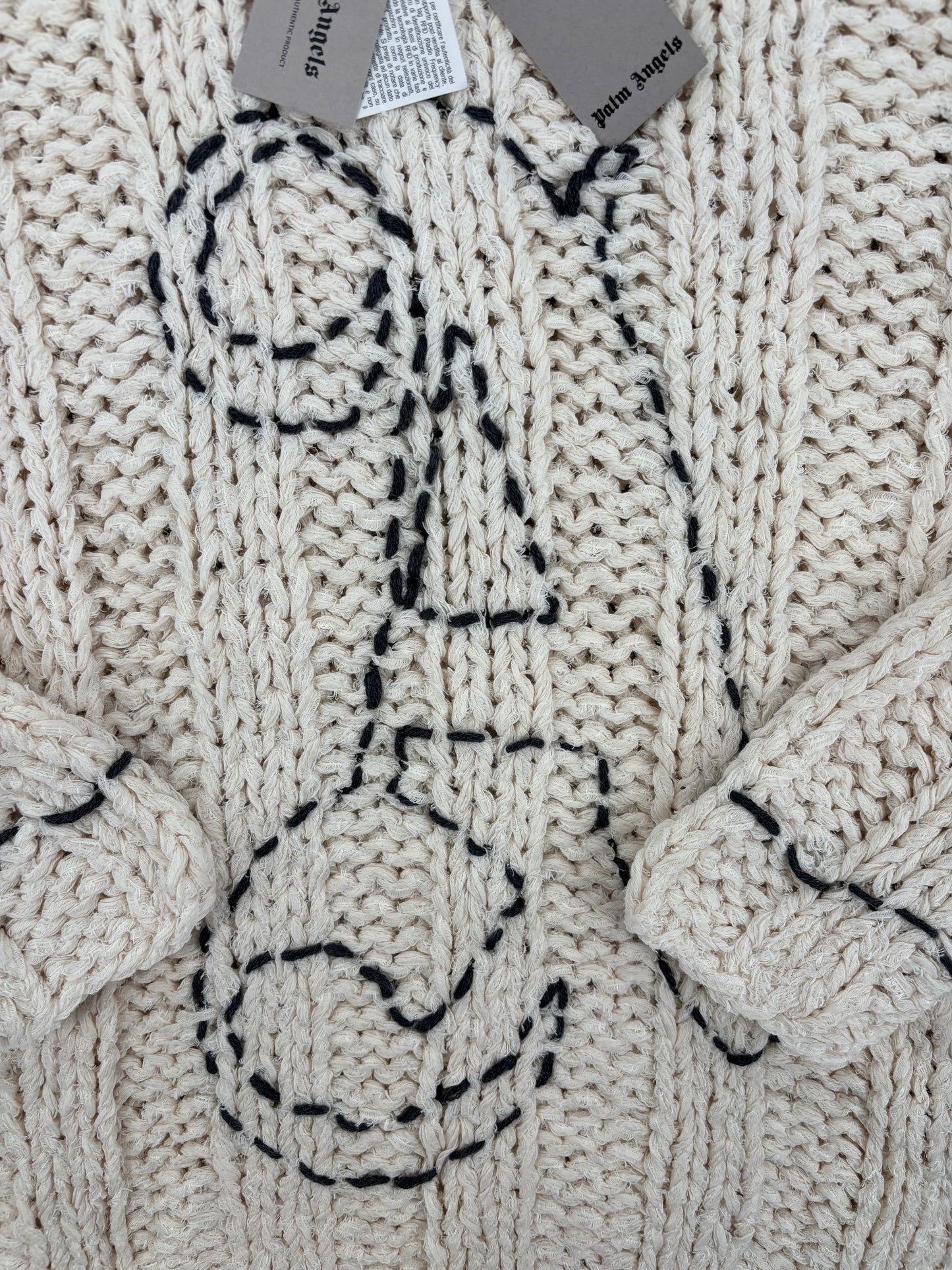 Palm Angels Butter Black Knitted A Sweater Size XS (MSRP: $1,232.00)