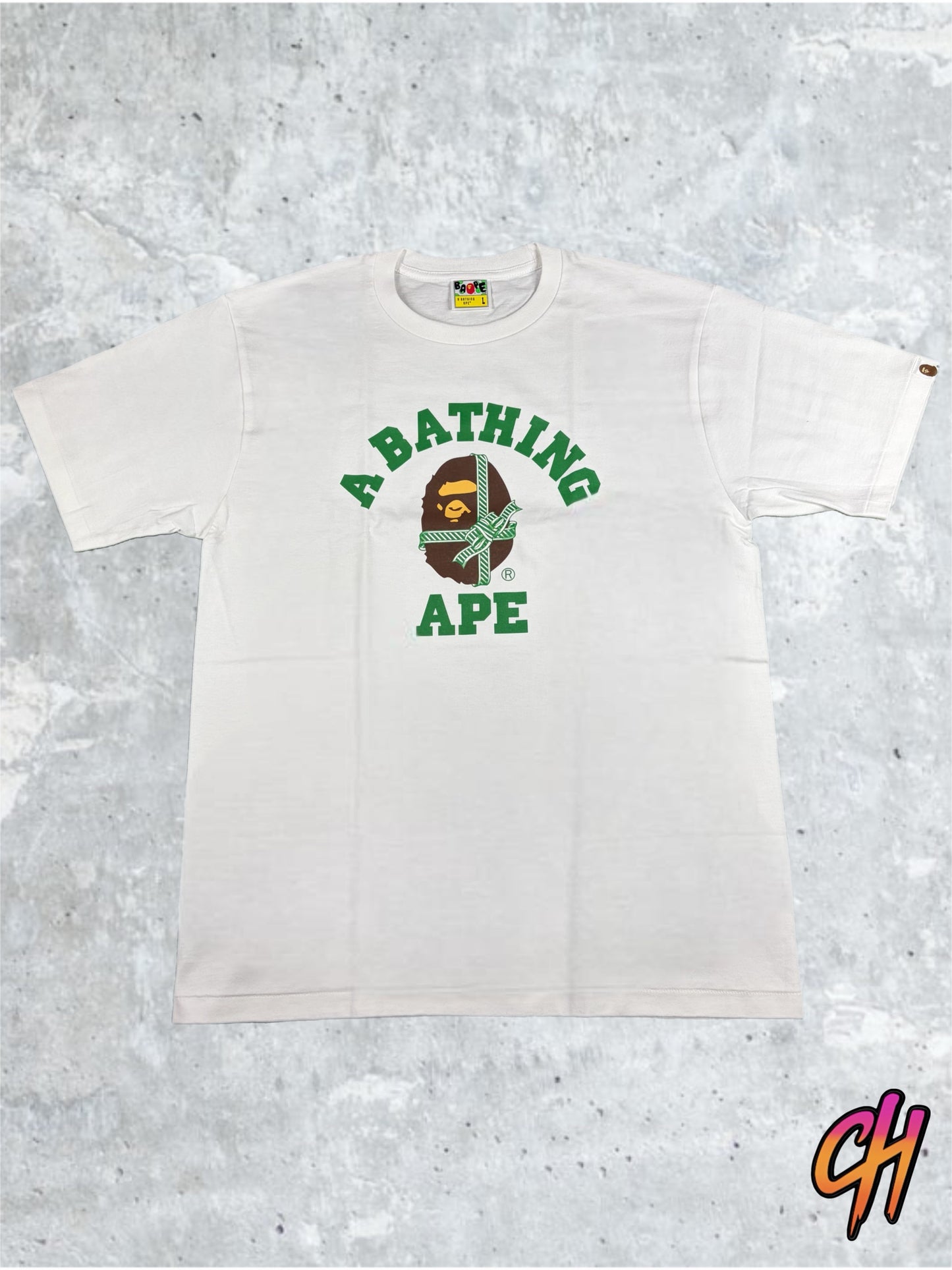 BAPE Christmas College White/Green T-Shirt Size Medium