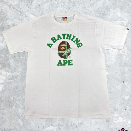 BAPE Christmas College White/Green T-Shirt Size Large