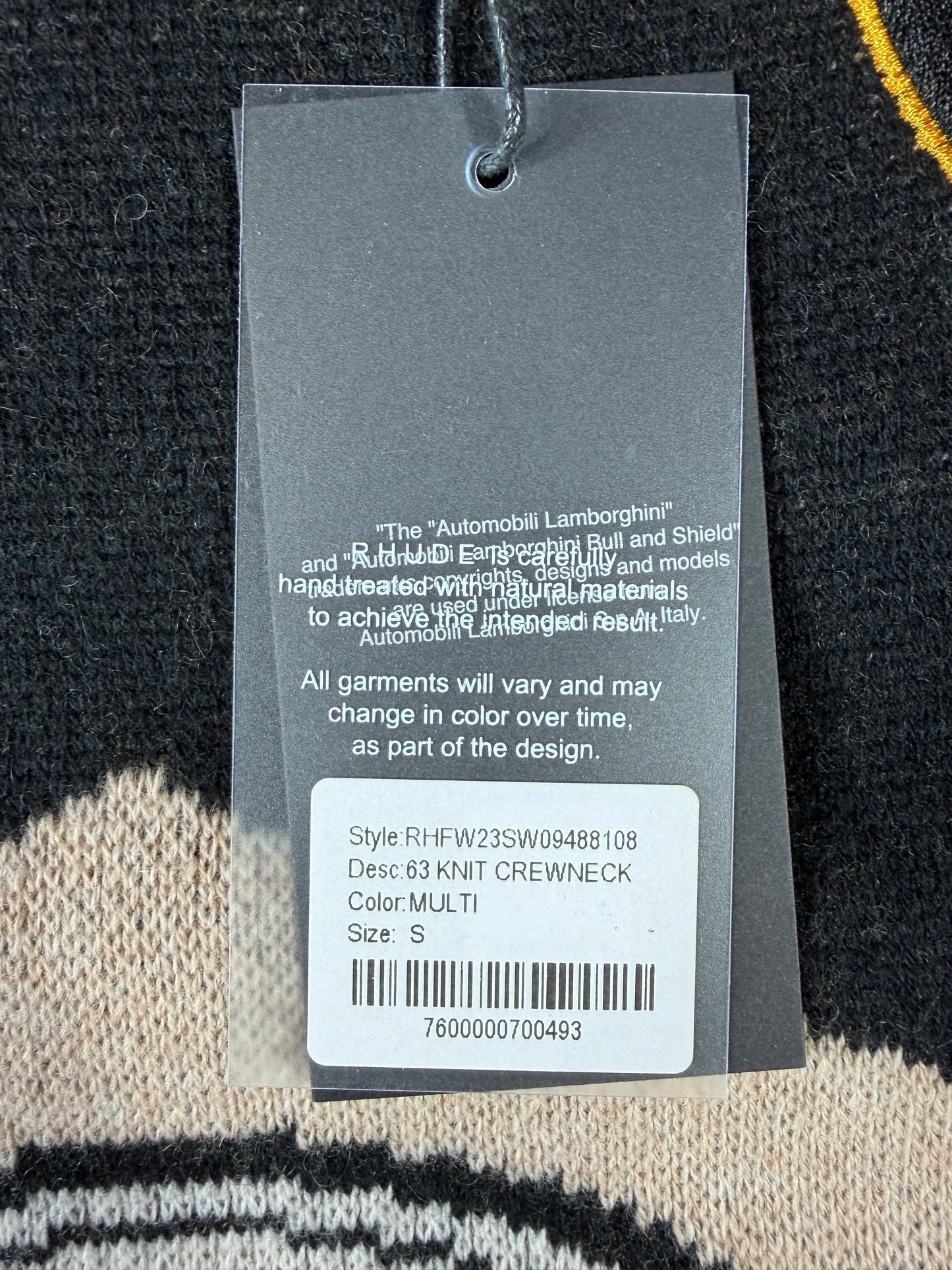 Men's RHUDE X Lamborghini Authentic Knitted Crewneck Sweater SM MSRP: $2,360