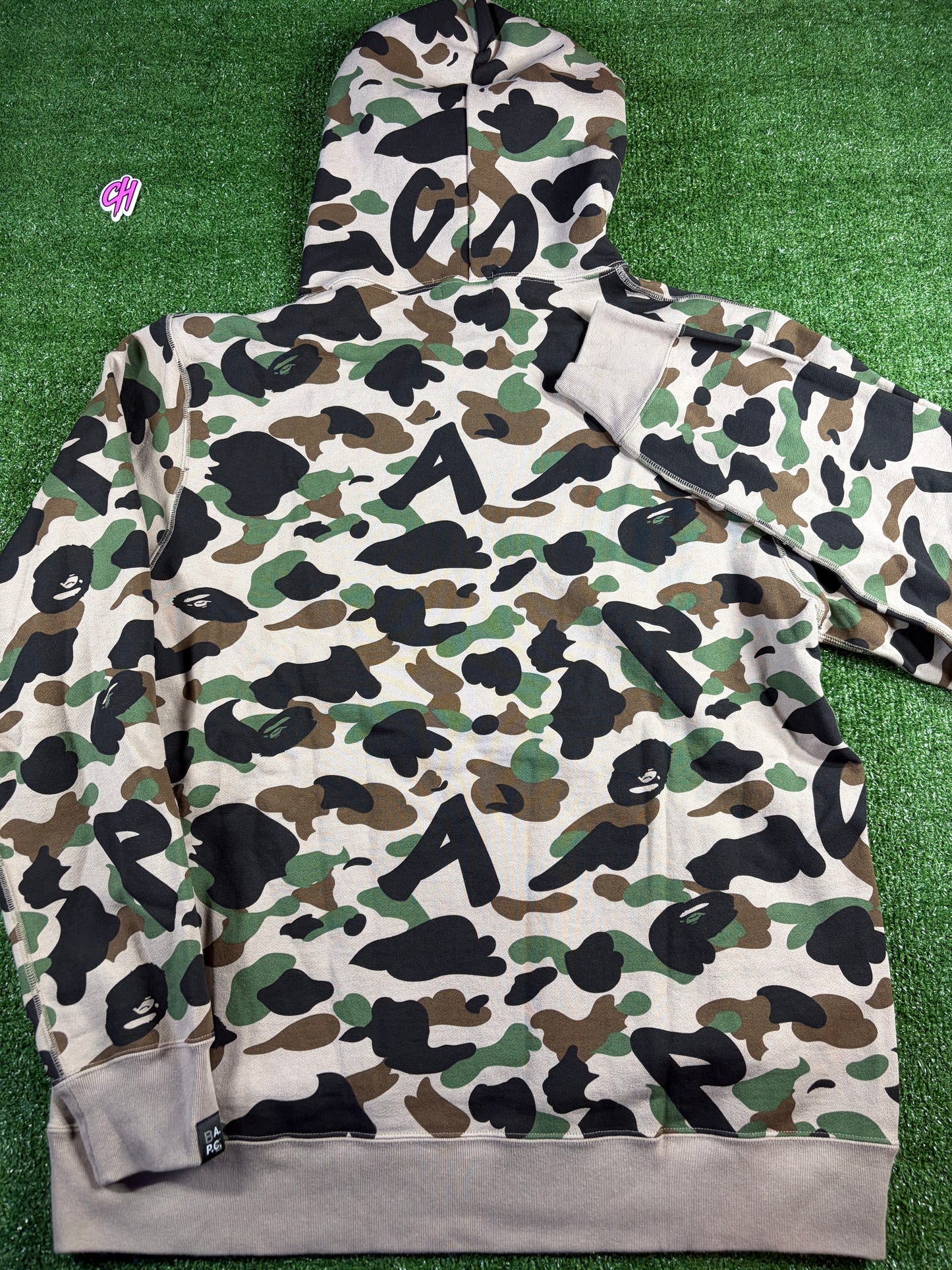 BAPE x A.P.C. Beige Camo Pullover Hoodie Size XXXL