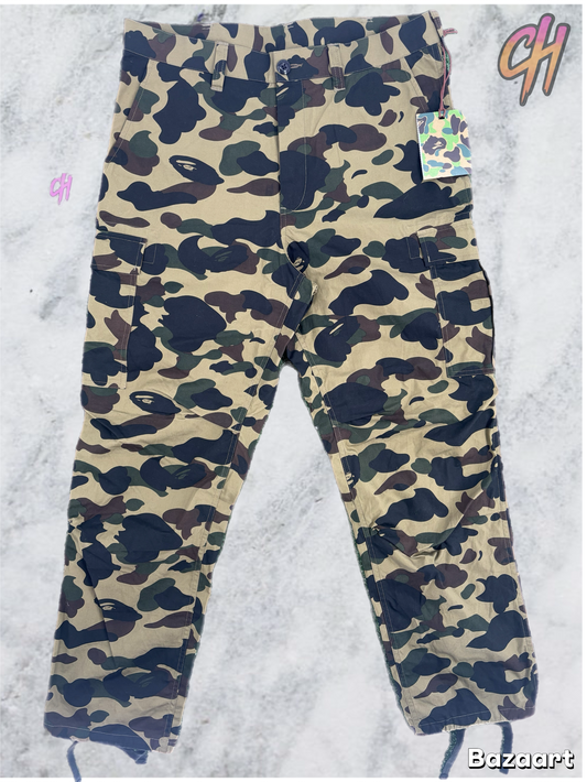 Bape 1st Camo 'Dev-Ops' Green Cargo Pants Size Large