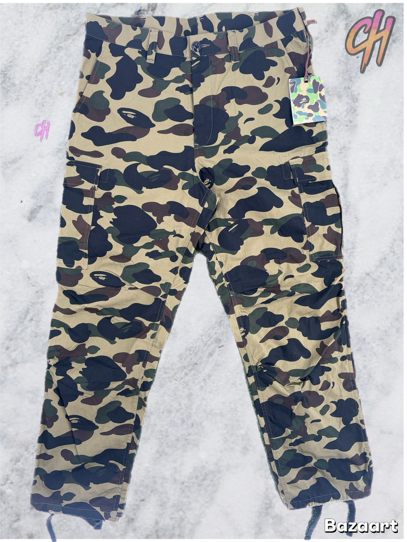 Bape 1st Camo 'Dev-Ops' Green Cargo Pants Size Large
