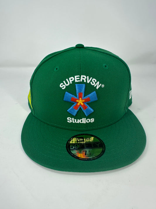 Supervsn Studios X New Era 'Starburst' Green 59Fifty Fitted Hat - Size 7 1/2