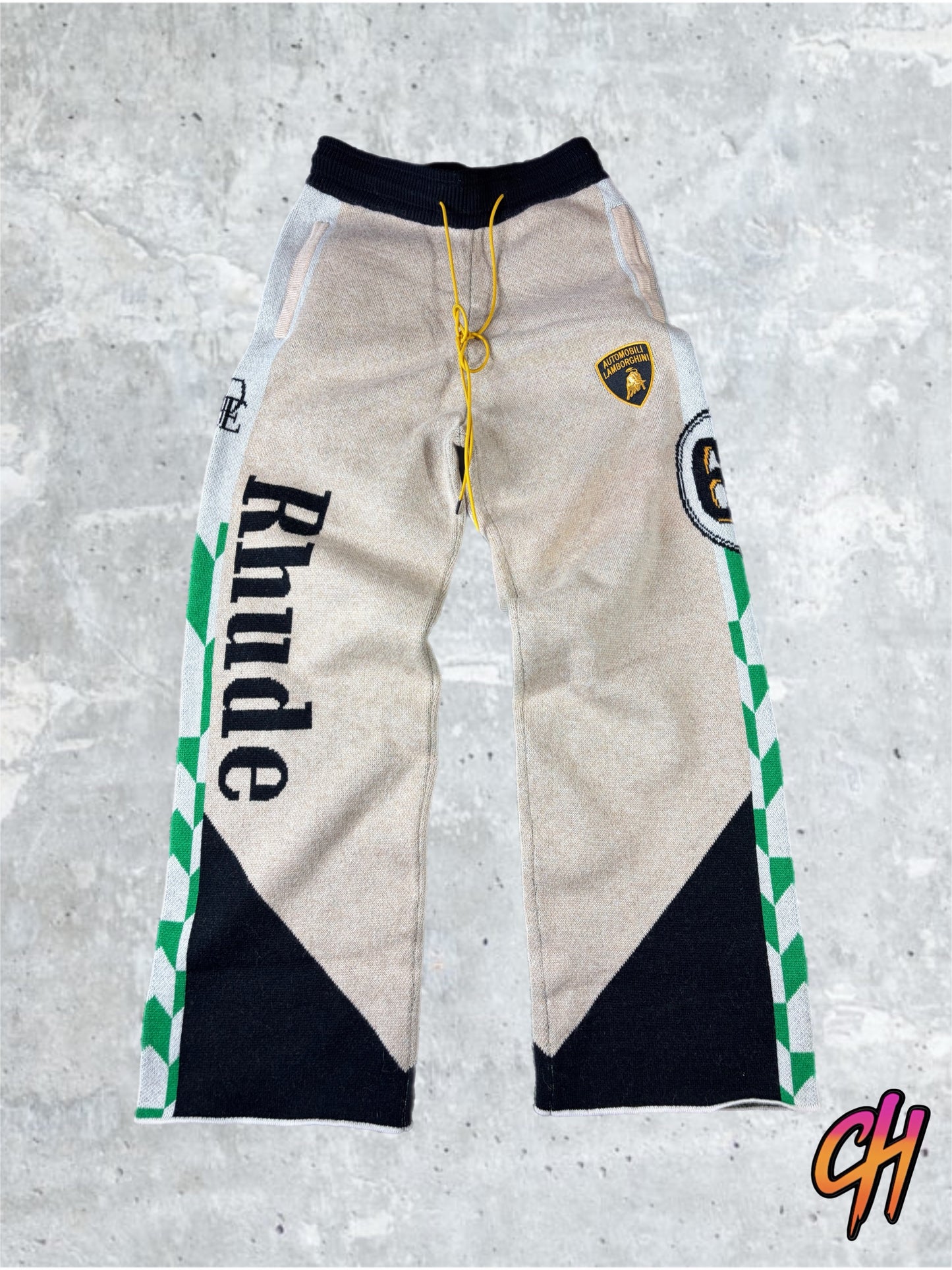 Men's RHUDE X Lamborghini Authentic Knitted Track Pants MD MSRP: $2,357
