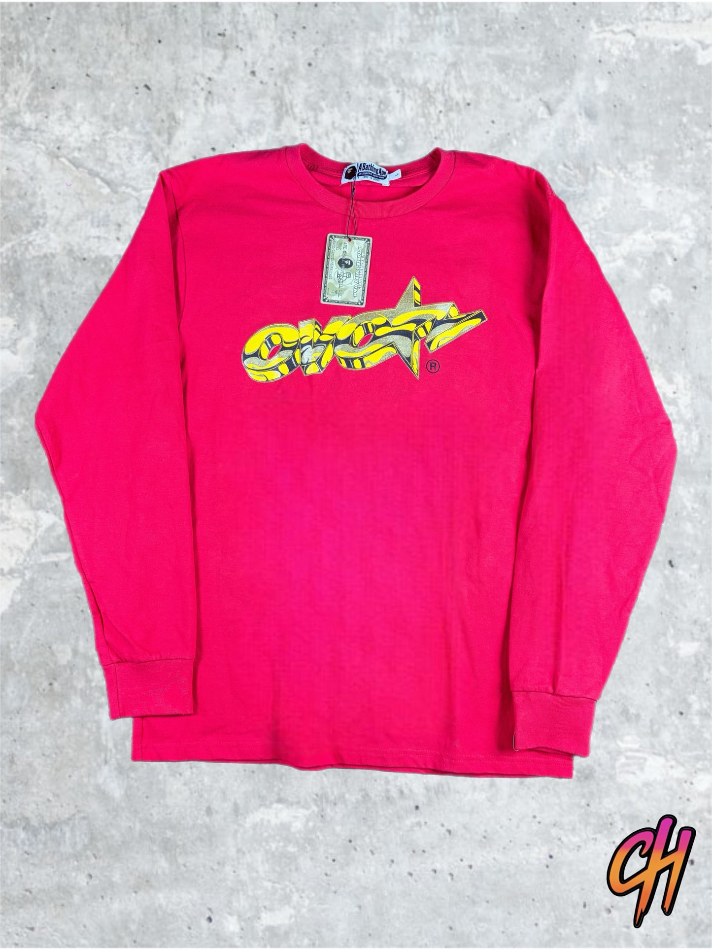 BAPE x OVO Red Long Sleeve T-Shirt Size Large