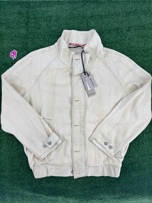 Palm Angels Dirtybull Mulholland Beige Denim Jacket Size Large (MSRP: $925.00)