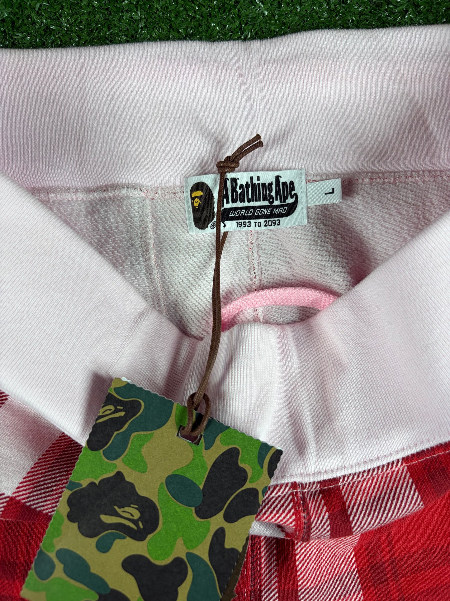 BAPE London Exculsive Red Check Sweatshorts Size XL