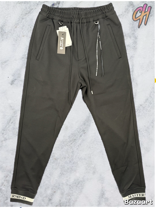 Mastermind Color Ribbed Black Track Pants Size Large (MSRP: $1,279)