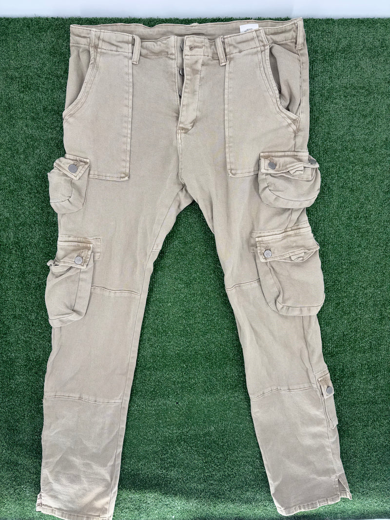 MNML Multi-Pocket Beige Cargo Pants Size 36 (Gently Used)