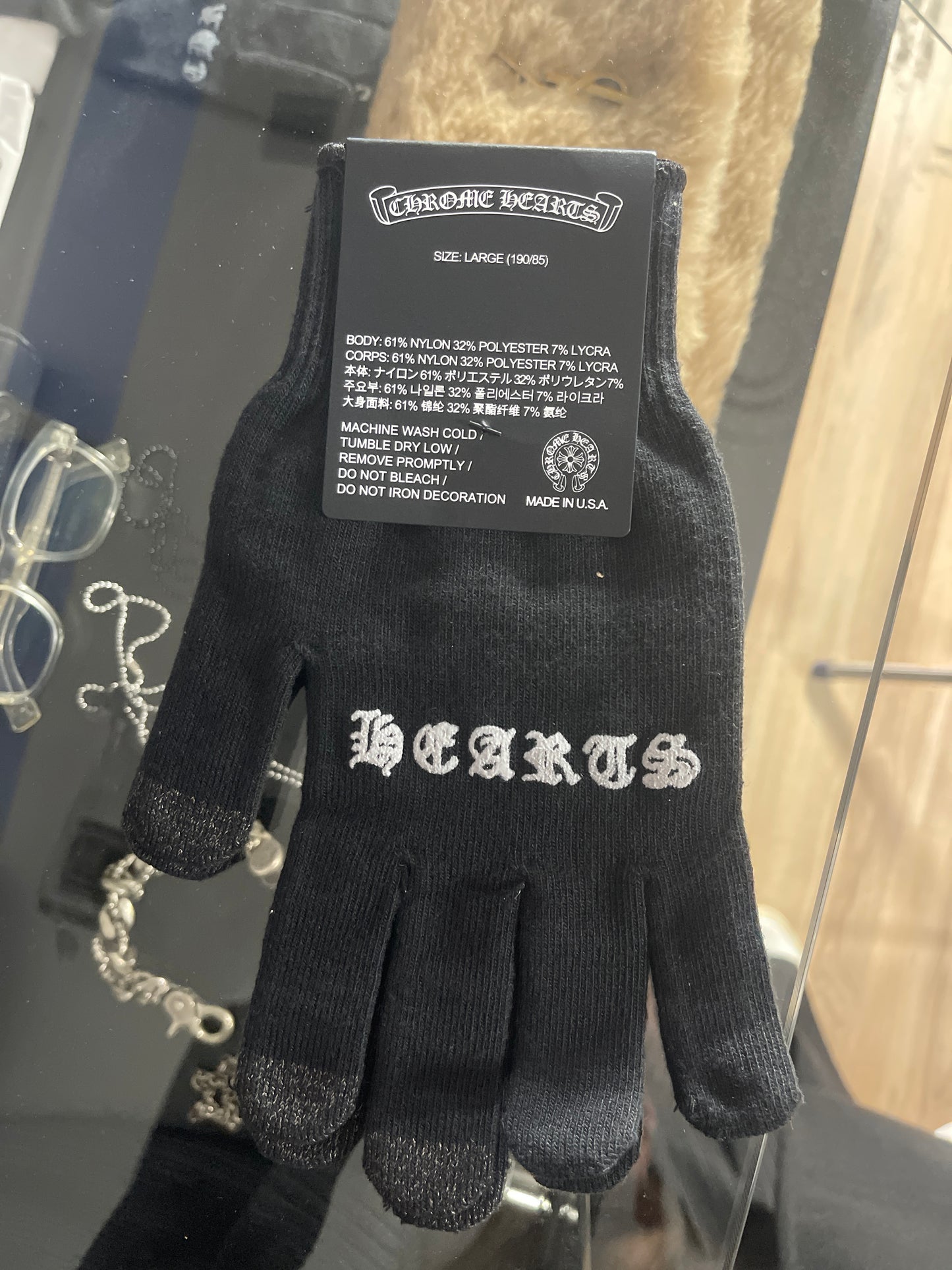 Chrome Hearts Script Cross Logo Work Gloves Size Large