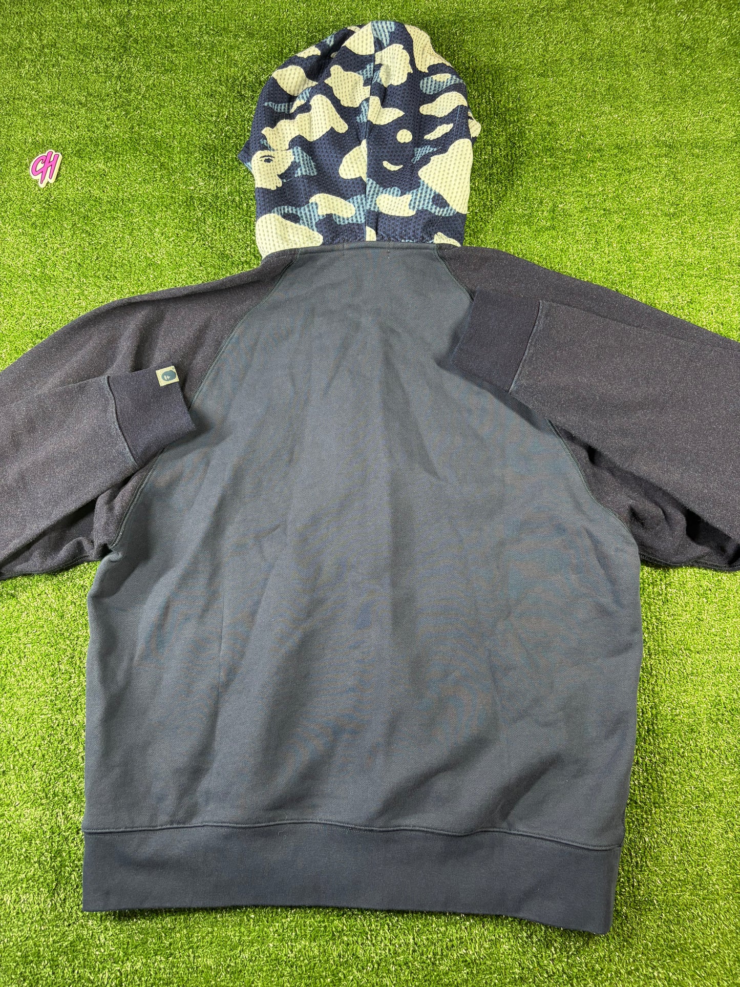 Bape X Sashiko Navy Camo Relaxed Full-Zip Hoodie Size Large