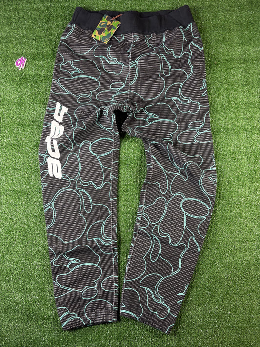 Bape Text Code Camo Black Jogger Sweatpants Size Large