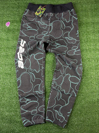 Bape Text Code Camo Black Jogger Sweatpants Size Small