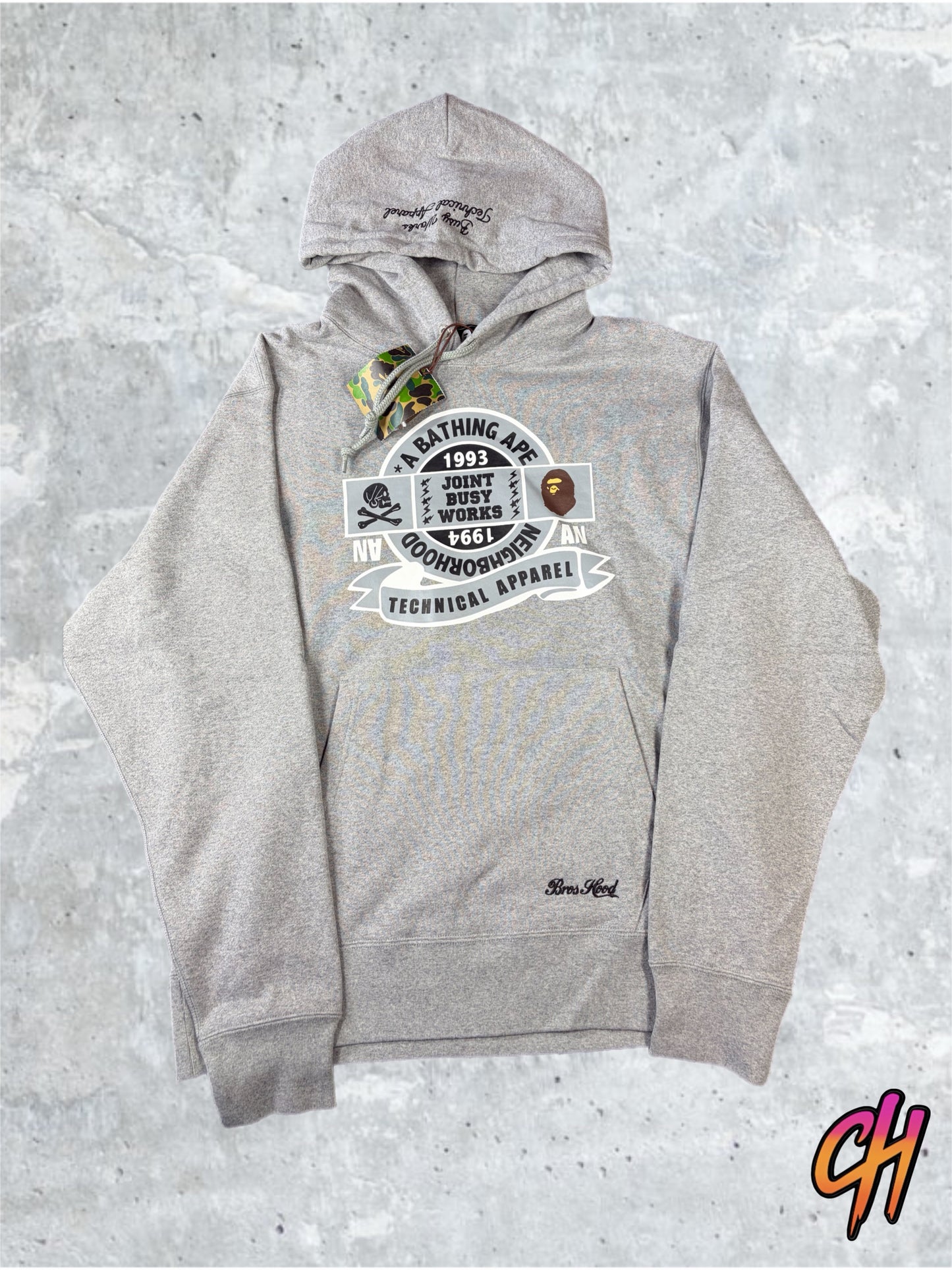BAPE x Neighborhood Relaxed Fit Grey Pullover Hoodie Large