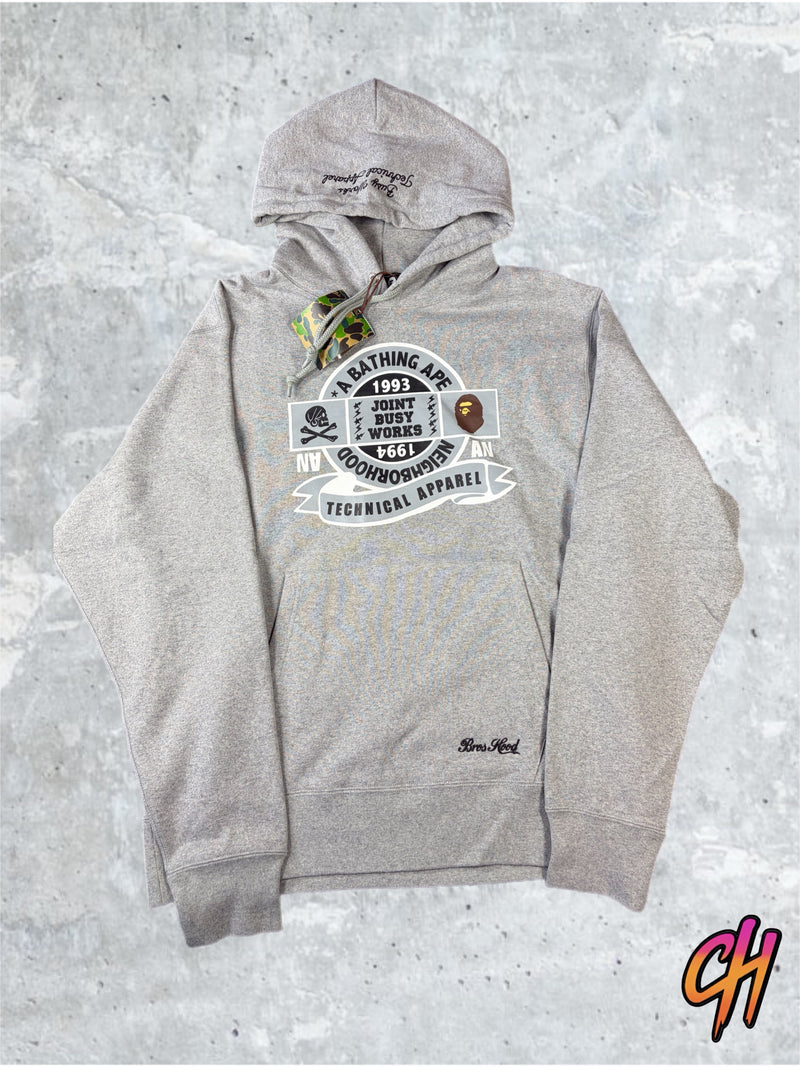 BAPE x Neighborhood Relaxed Fit Grey Pullover Hoodie Large