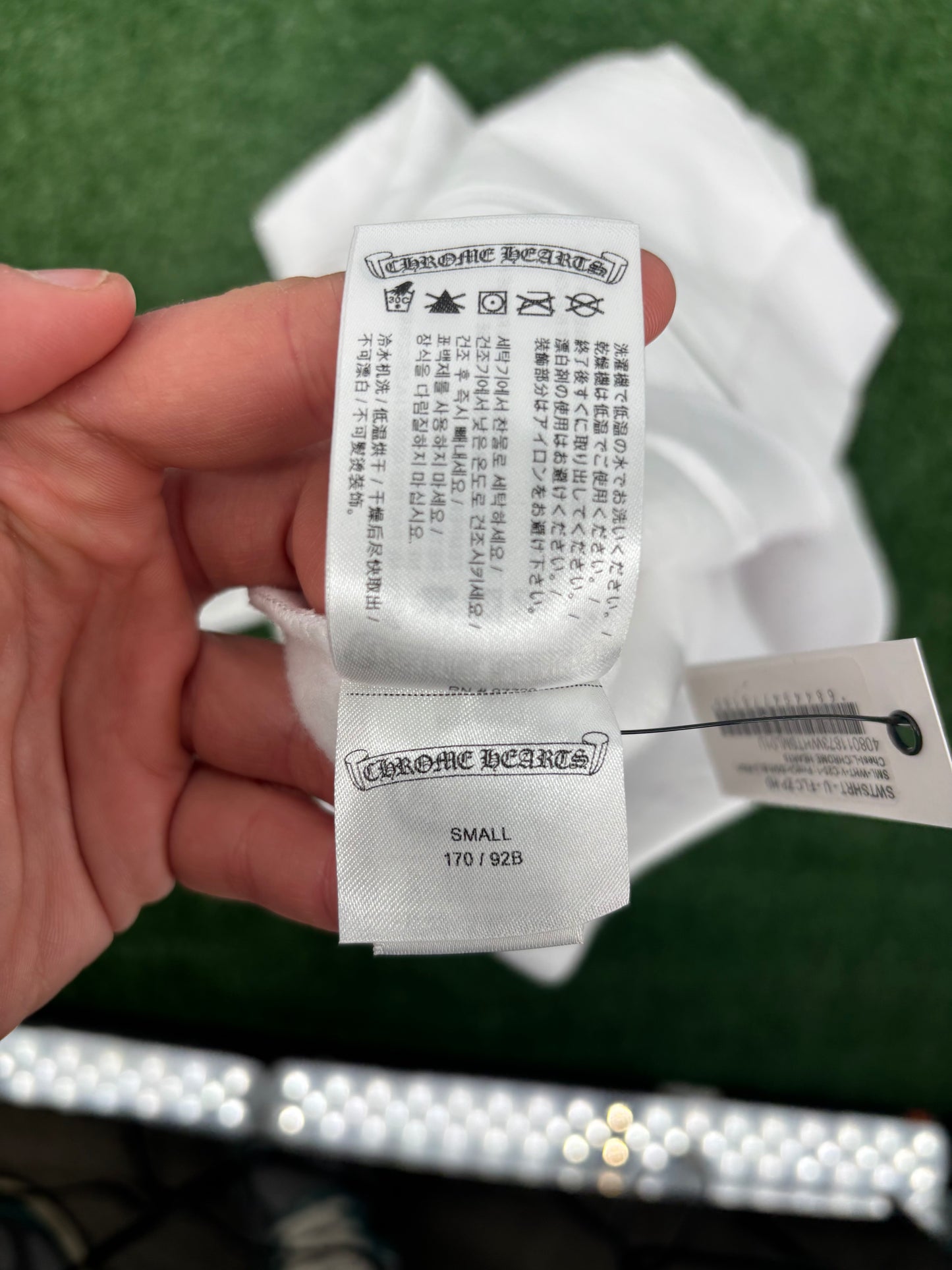 Chrome Hearts Blue Vertical Logo White Zip-Up Hoodie Size Small