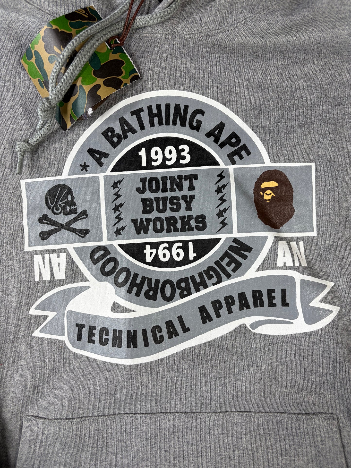 BAPE x Neighborhood Relaxed Fit Grey Pullover Hoodie Large