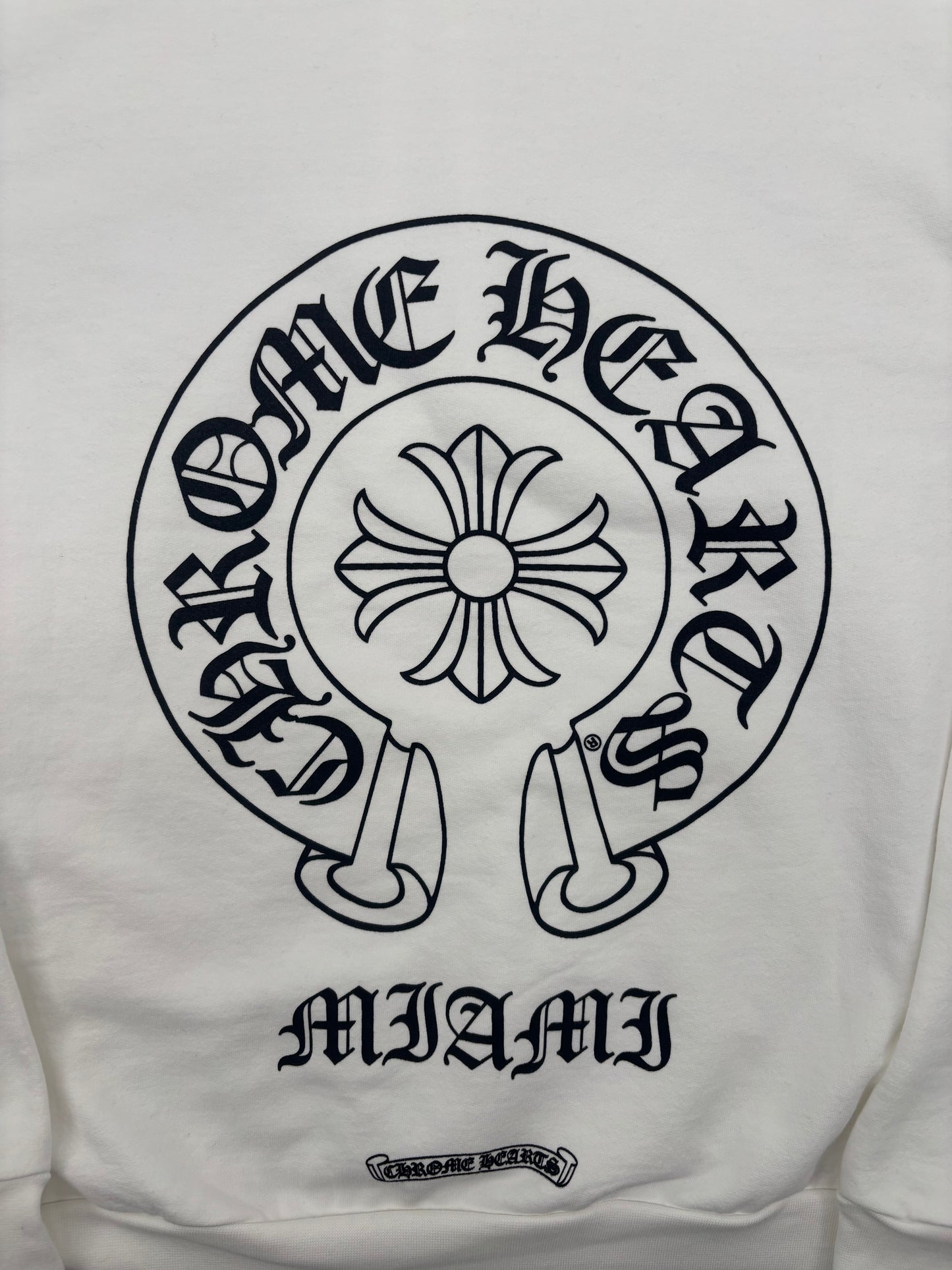 Chrome Hearts Miami Horseshoe Logo White Hoodie Size Large