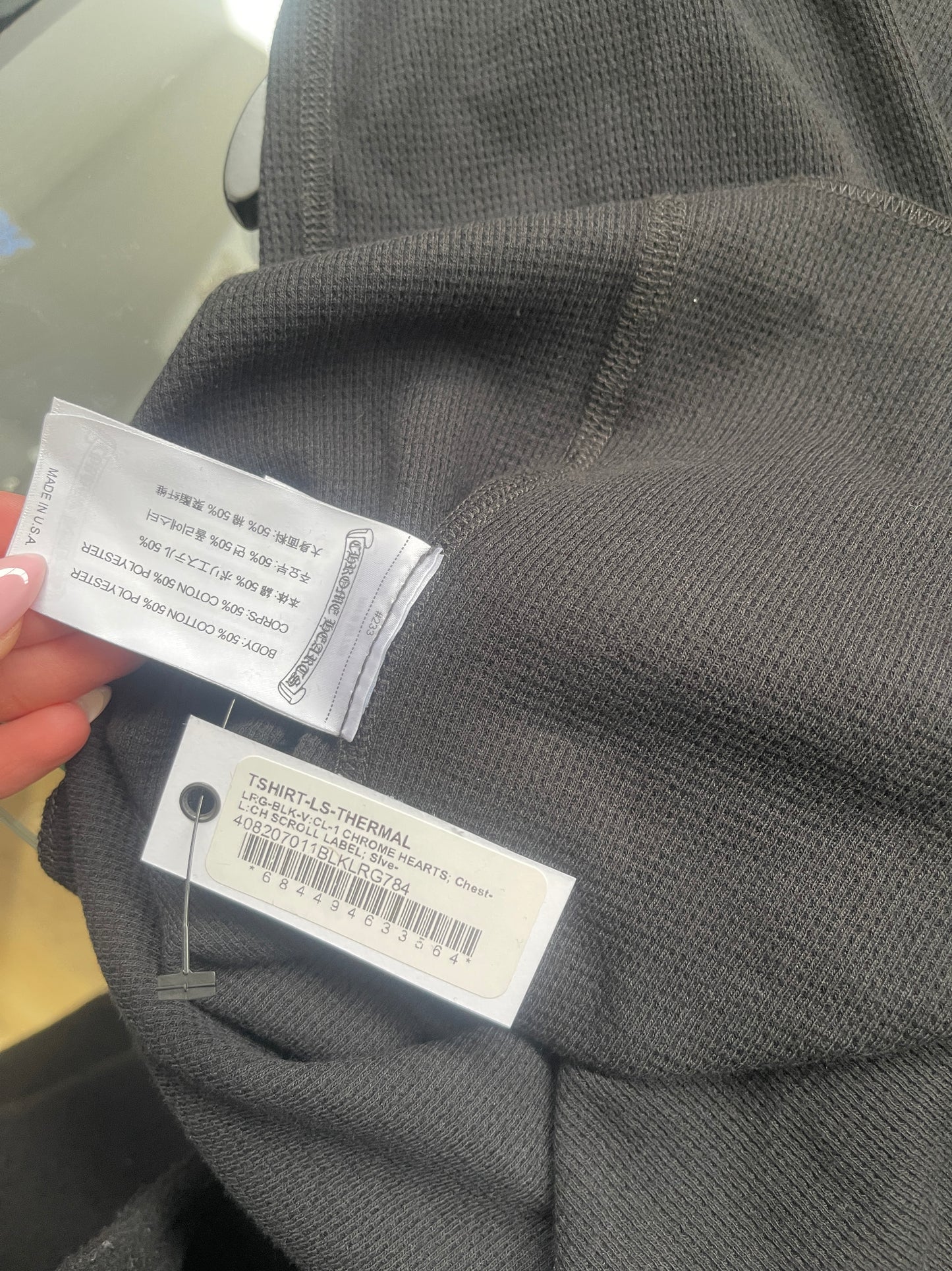 Chrome Hearts Scroll Logo Long-Sleeve Thermal Shirt 'Black'