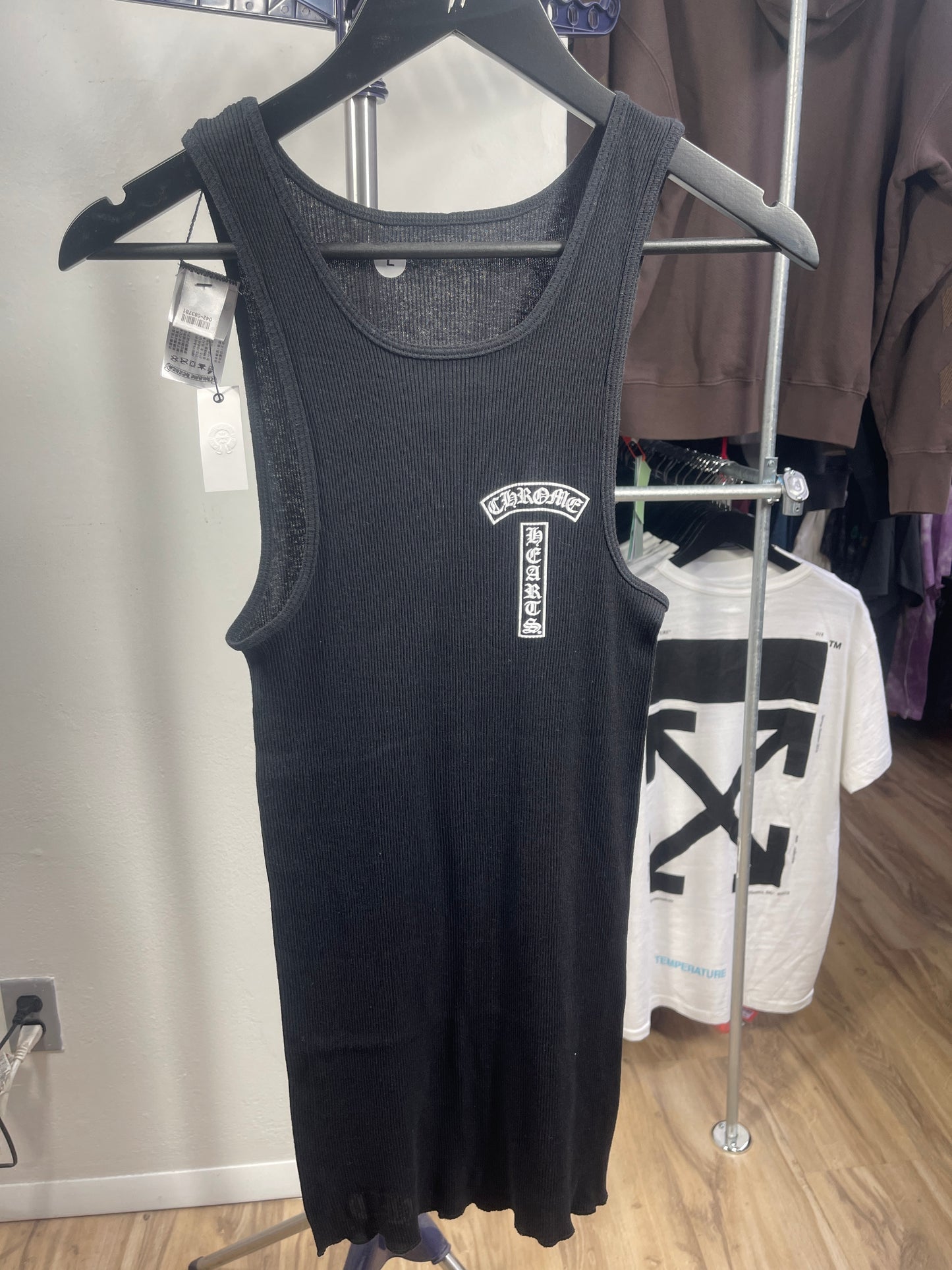 Chrome Hearts T-Bar Cross Logo Black Tank Top - Size Large