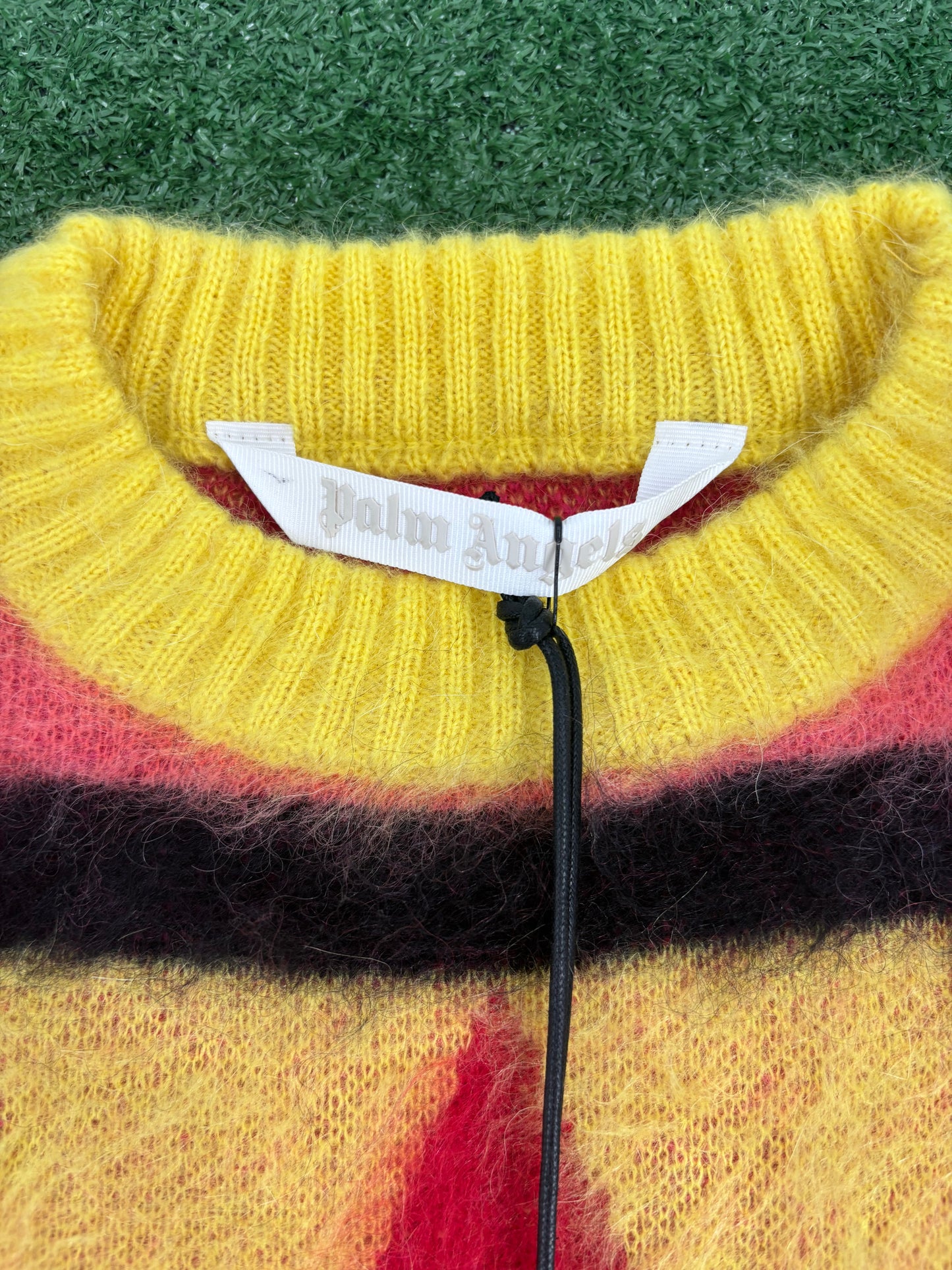 Palm Angels Womens Mohair Stars Sweater Yellow Purple Size Medium