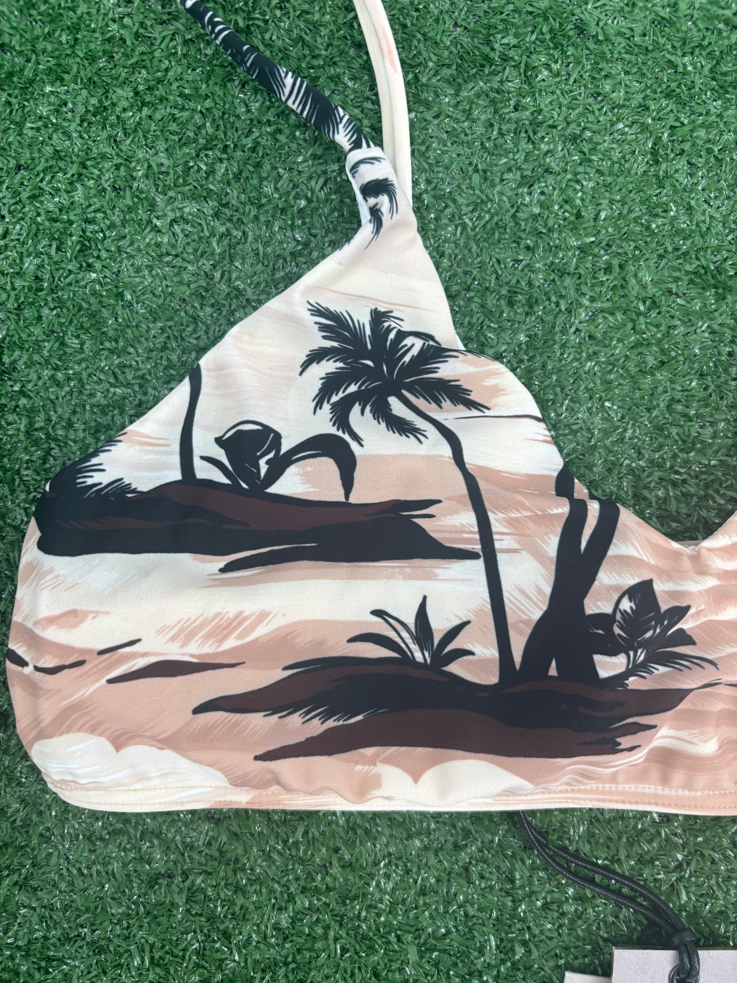 Palm Angels Women's Hawain Dream Beige Bikini Top Size Medium