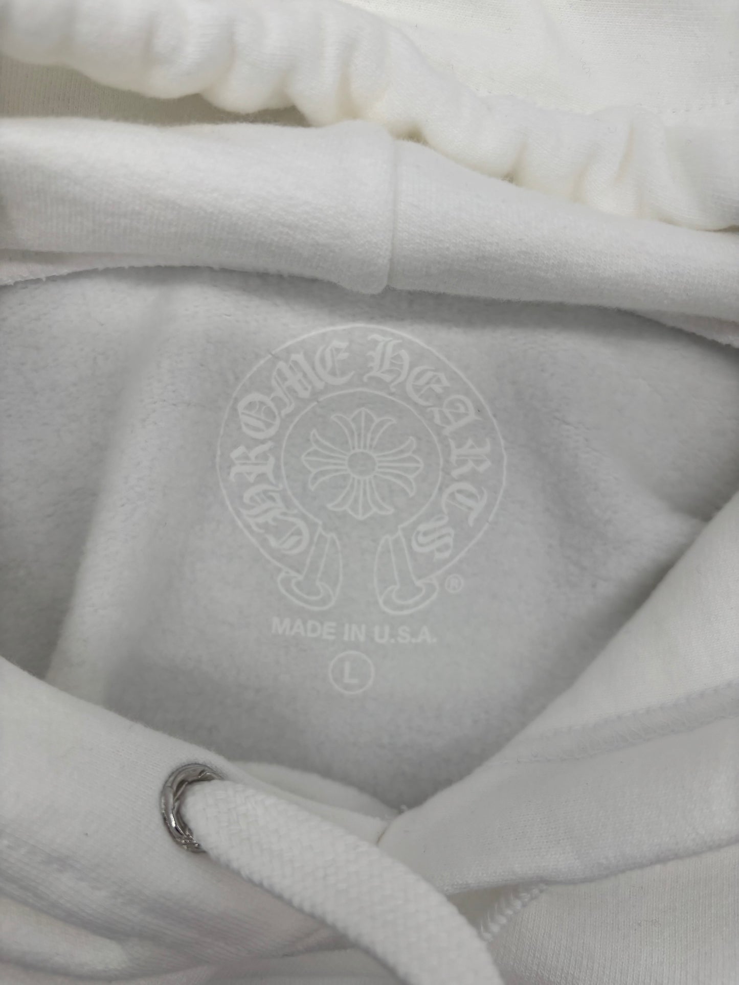 Chrome Hearts Miami Horseshoe Logo White Hoodie Size Large