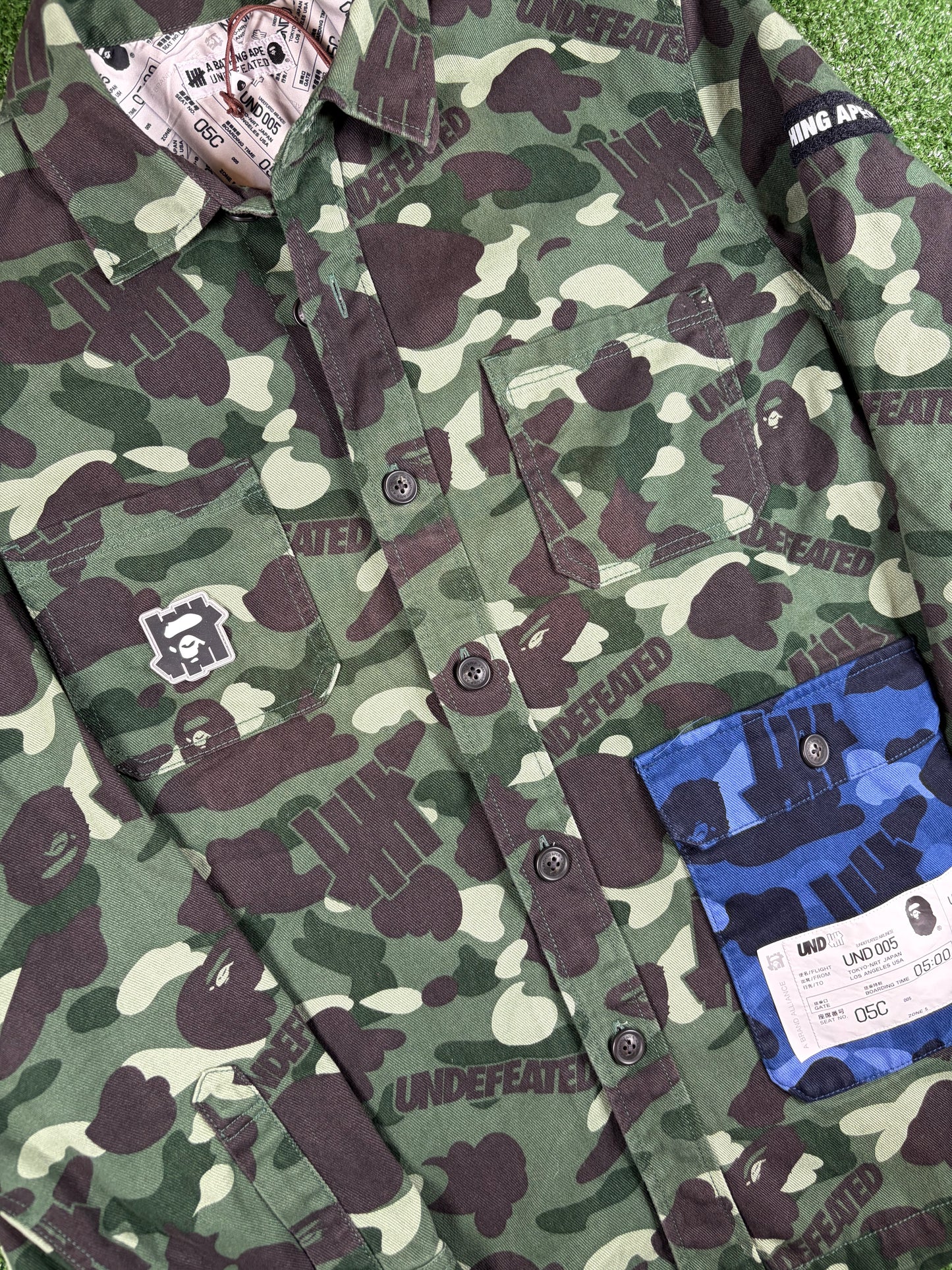 BAPE X Undefeated Color Camo Flannel Jacket Size XL