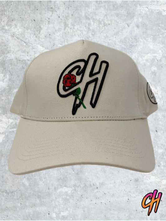 Central Hype Embroidered Rose Logo Beige SnapBack Hat