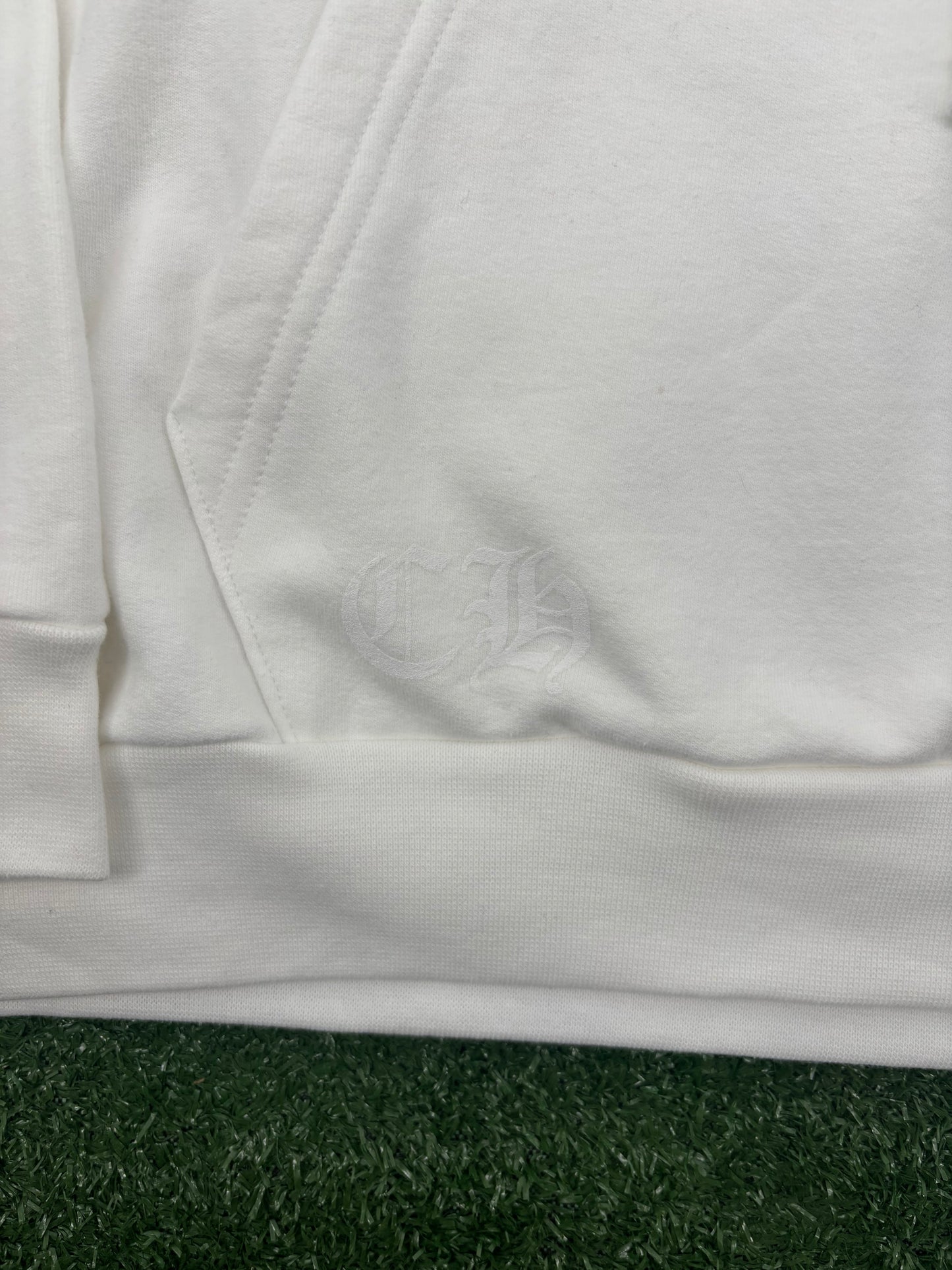 Chrome Hearts Miami Horseshoe Logo White Hoodie Size Large