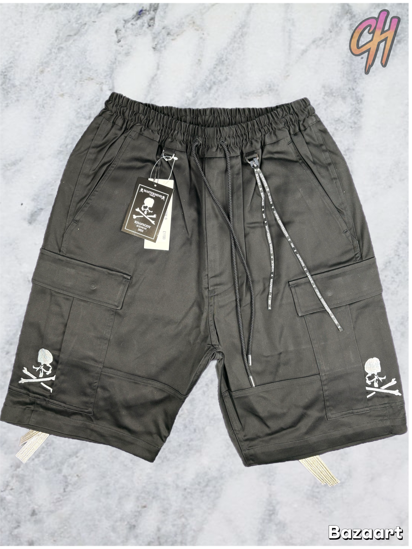 Mastermind Vs. Bape Masterseed Black Cargo Short Pants Size Small