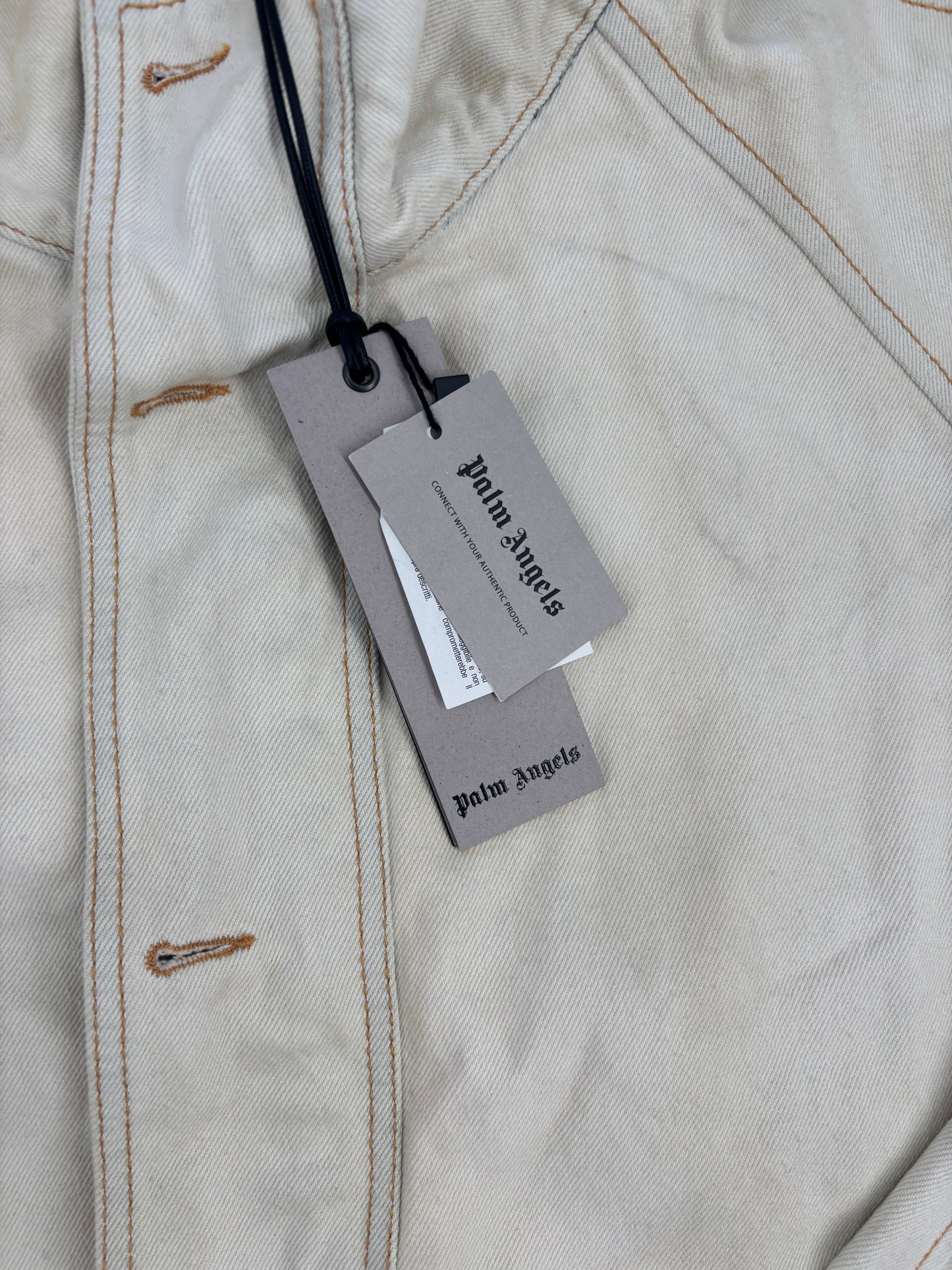 Palm Angels Dirtybull Mulholland Beige Denim Jacket Size Large (MSRP: $925.00)