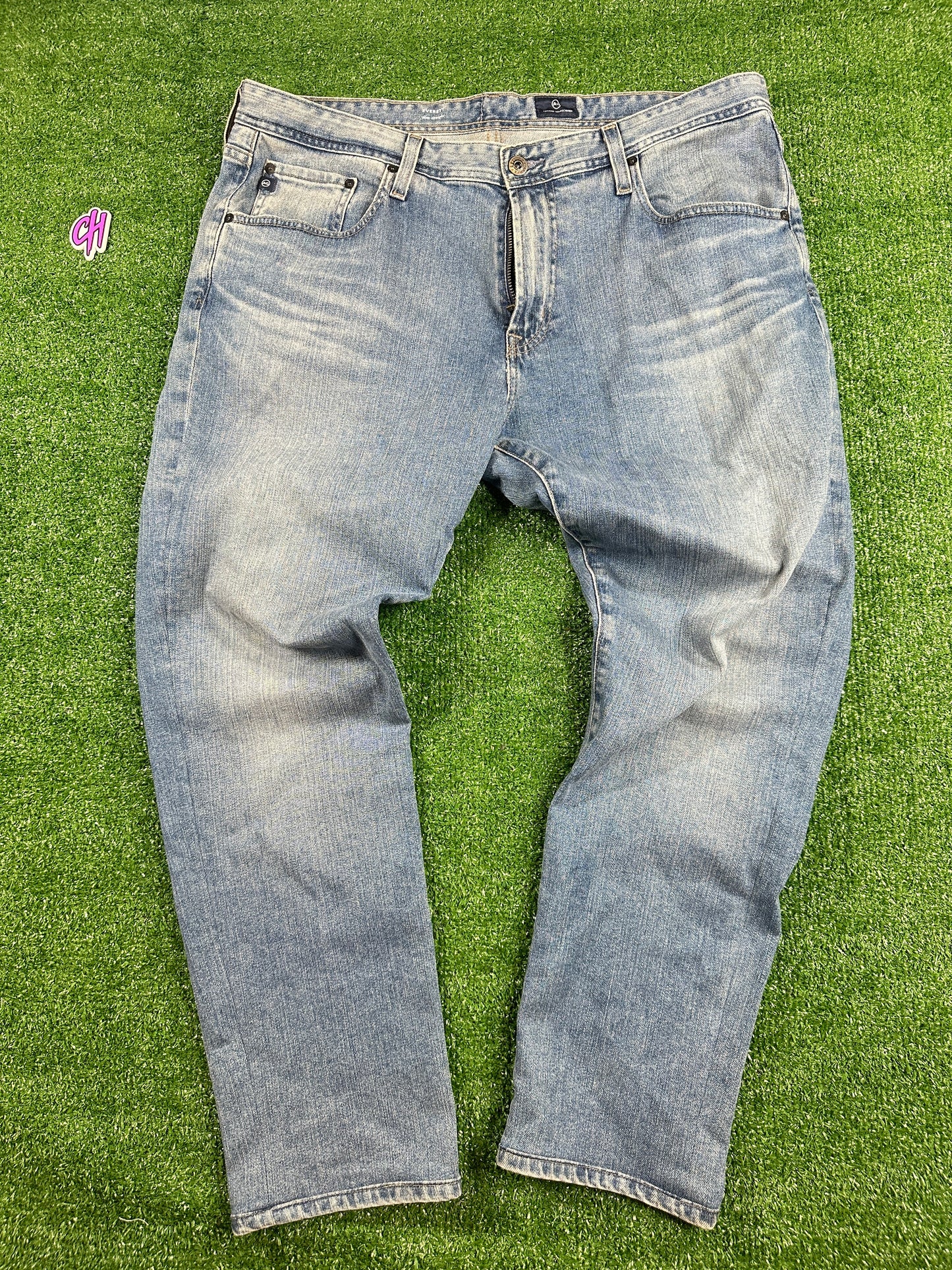 AG Men's Indigo Light Washed Denim Jeans (USED) - Size 36W/32L